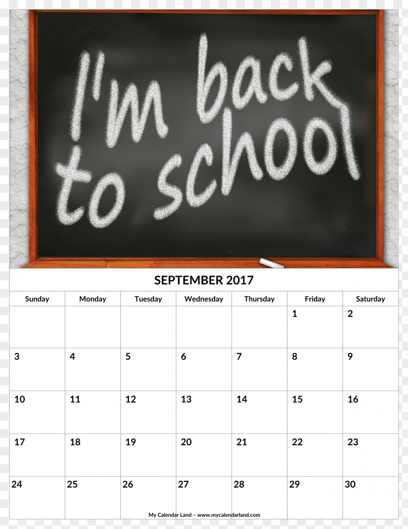 September Calendar School Papua New Guinea Font PNG