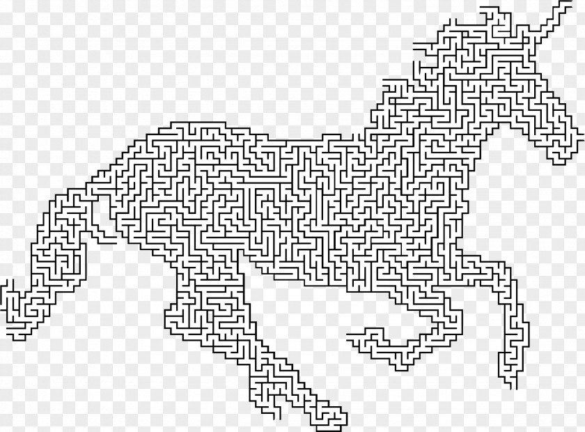 Unicorn Line Art Maze Legendary Creature PNG