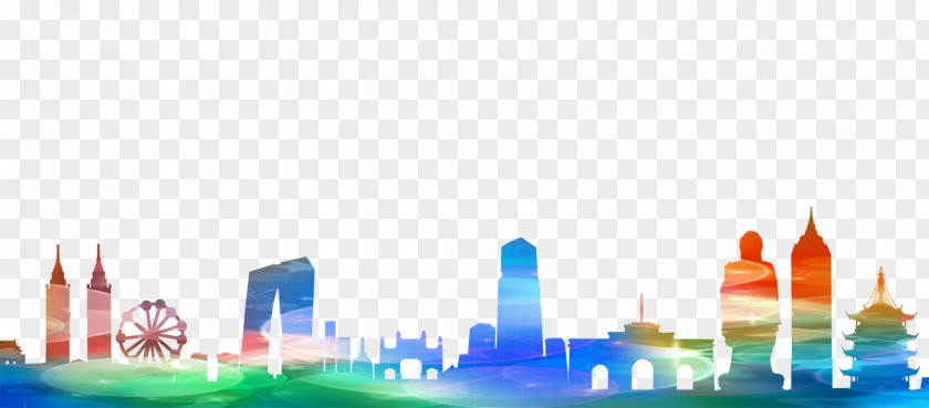 Colored Silhouettes Of Buildings Silhouette Skyline PNG