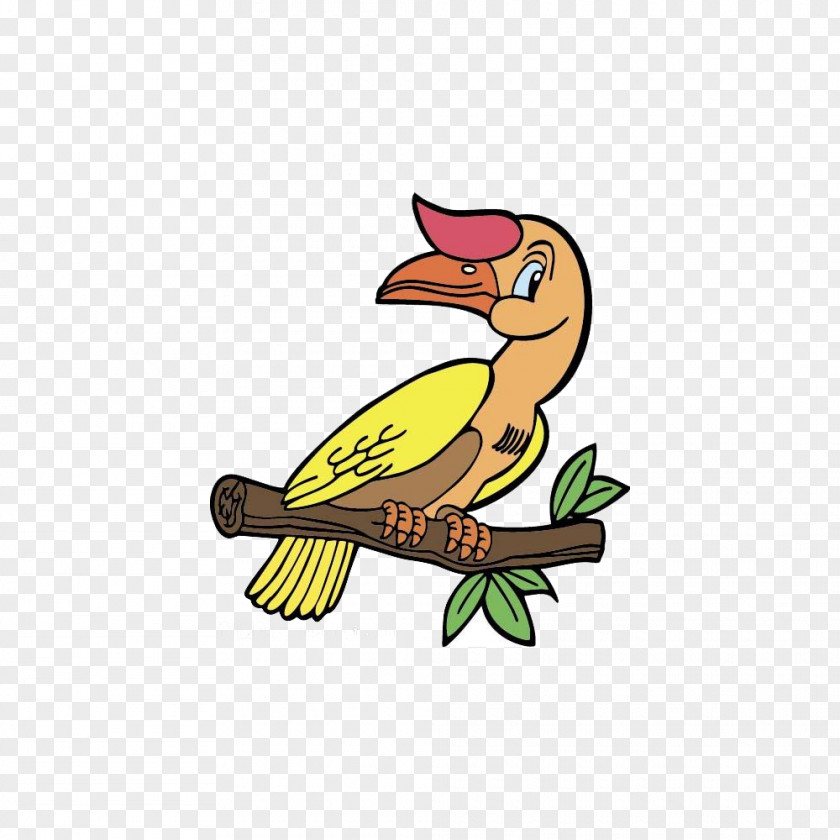 Branches On The Red Crown Bird Beak Cartoon Illustration PNG