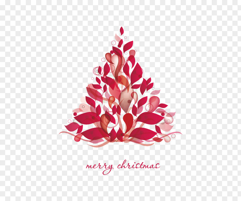 Creative Christmas Tree Shape Leaves Card PNG