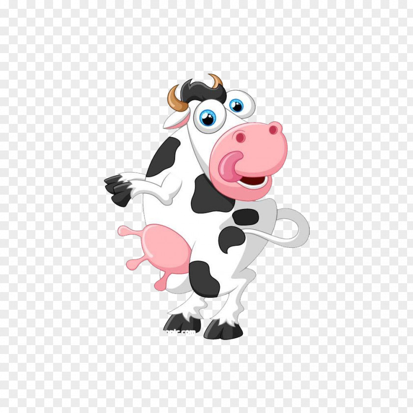 Hand Painted Cow Material Cattle Cartoon Illustration PNG
