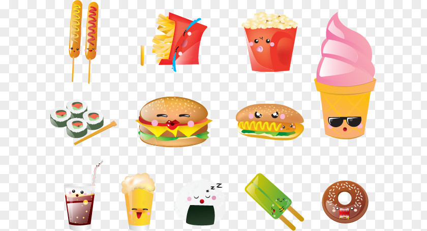 Vector Hot Dog Hamburger Fast Food Cartoon PNG