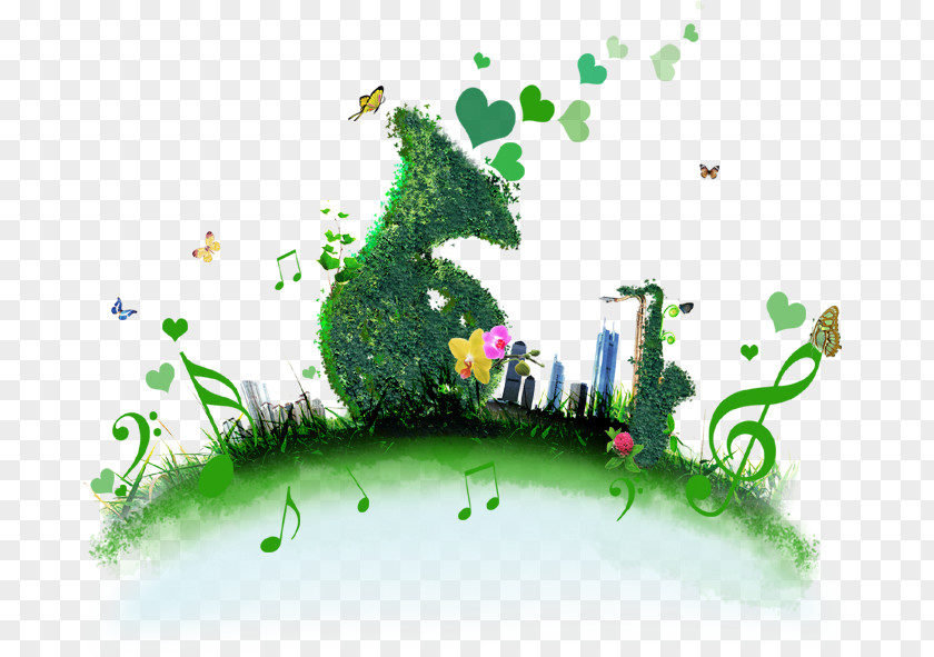 Musical Elements Poster Energy Conservation Environmental Protection Green PNG