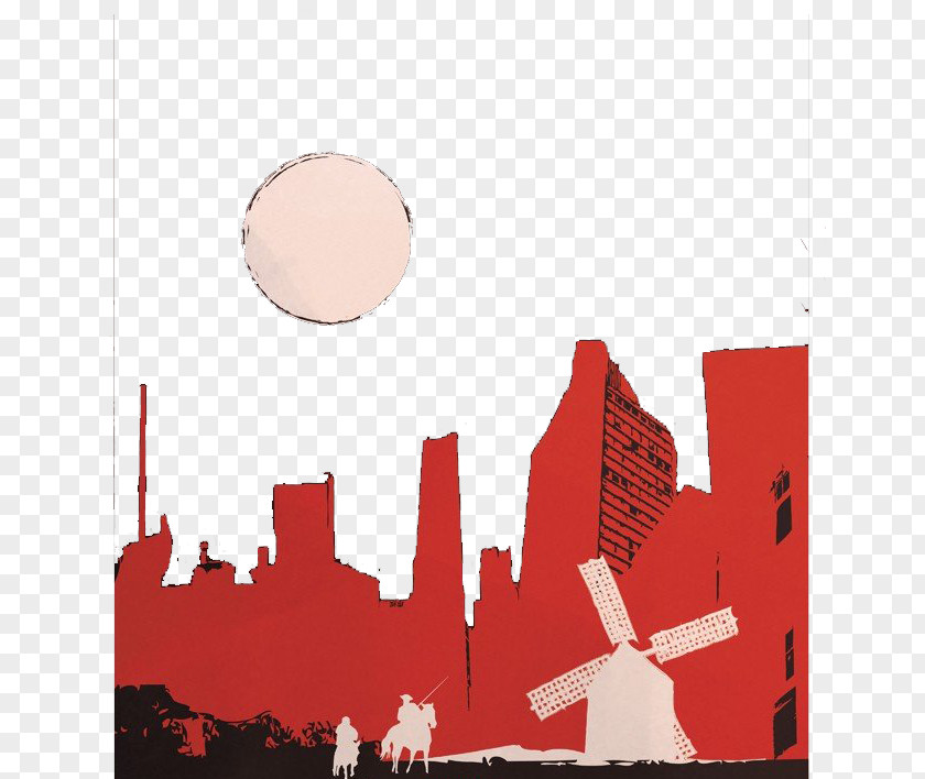 Red Building Silhouette Don Quixote Film Director Television Poster PNG