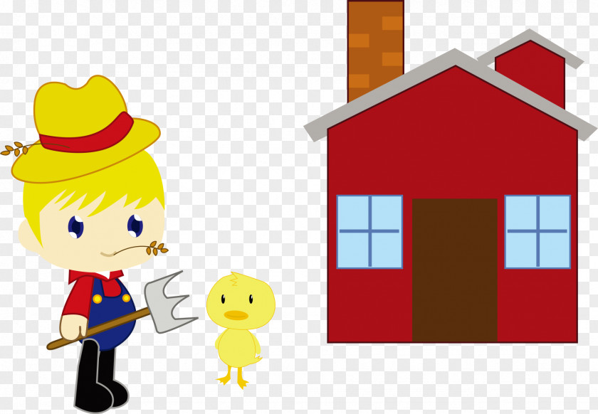 Cartoon Boy And Ducklings Duck Illustration PNG