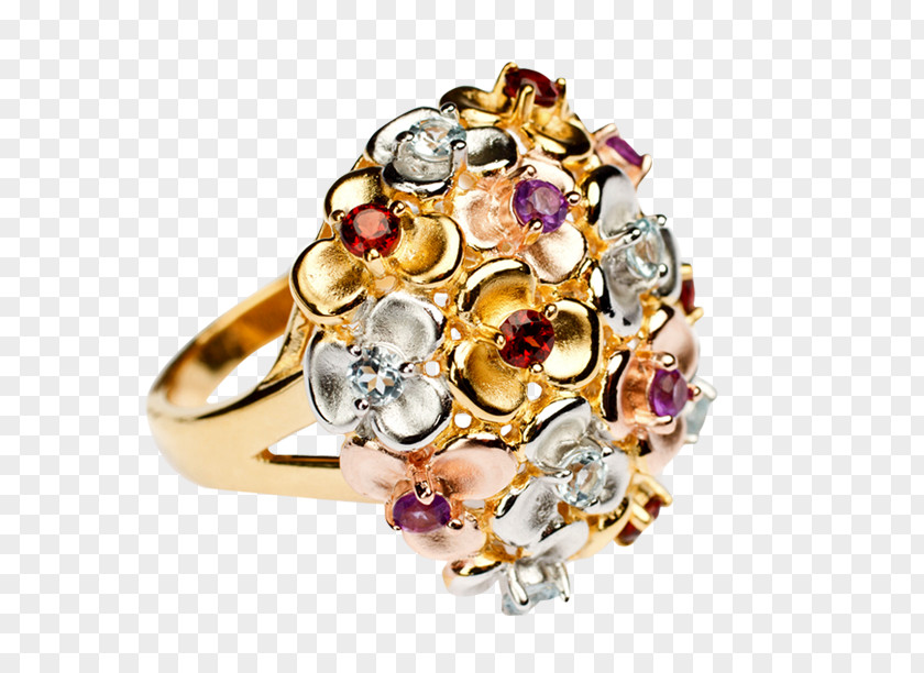 Flower Ring Earring Gemstone Jewellery Gold PNG