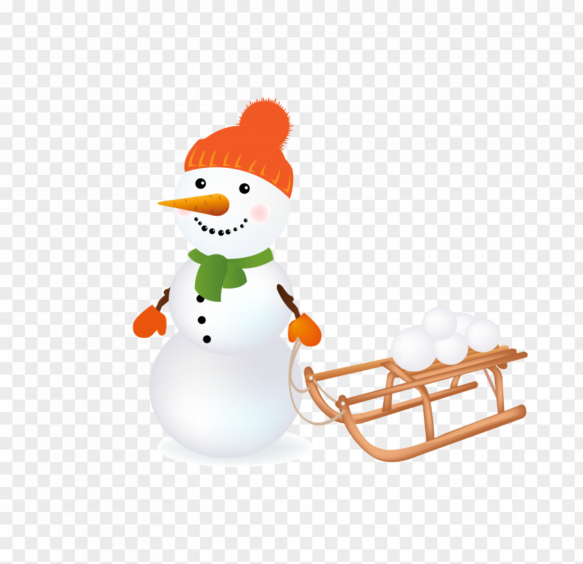Snowman And Sled Santa Claus Christmas Clip Art PNG