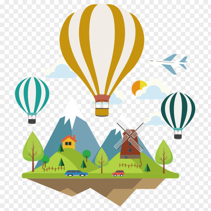 Hot Air Balloon Airplane Vector Graphics PNG