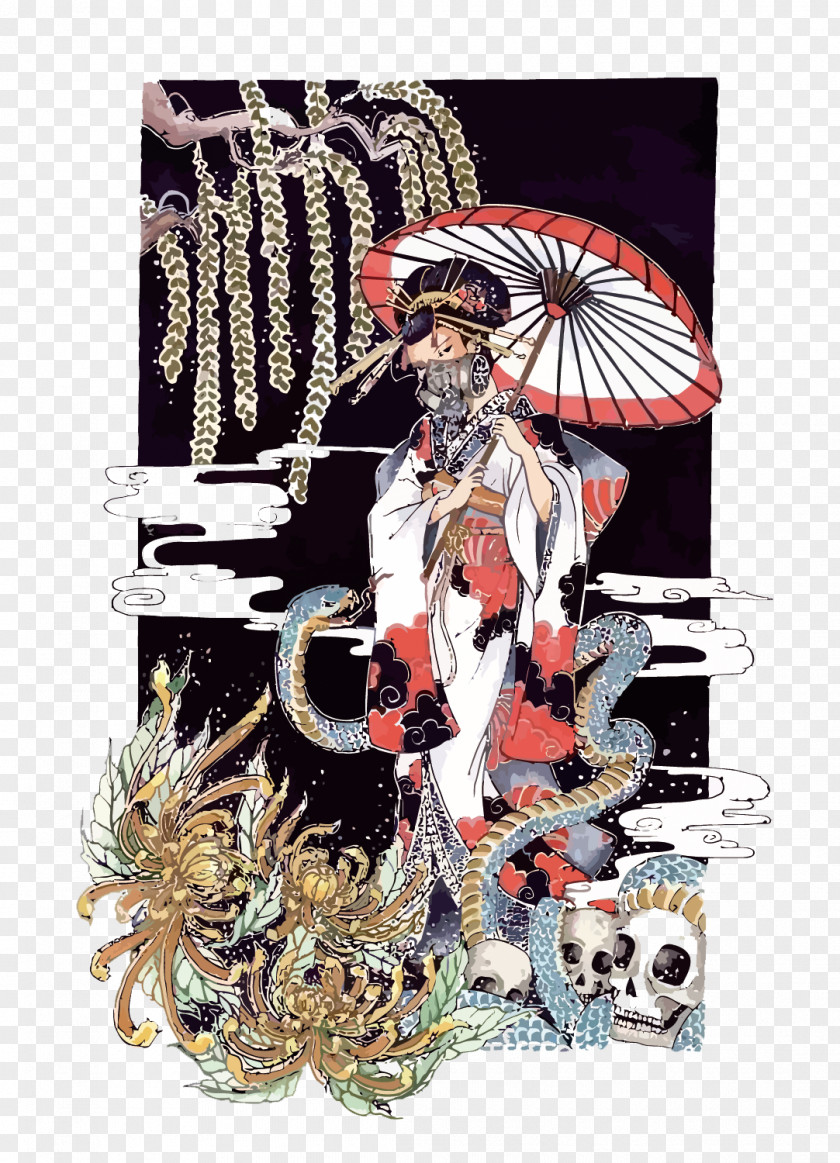 Vector And Wind Geisha Japan Illustration PNG