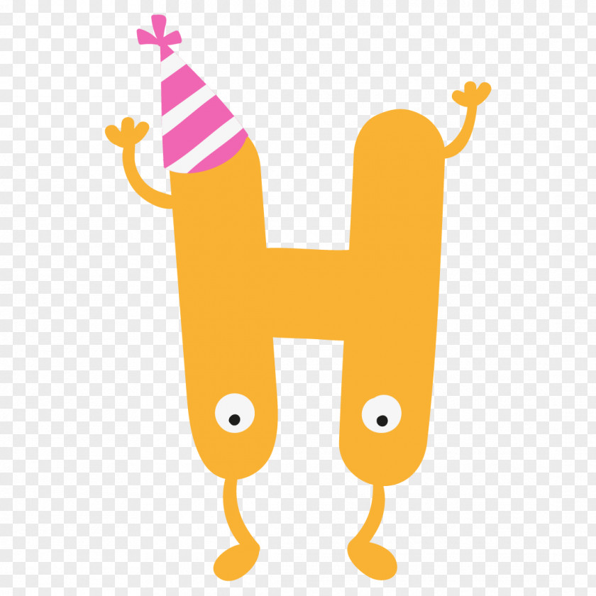 Cartoon Yellow Man With Hat Letter H PNG