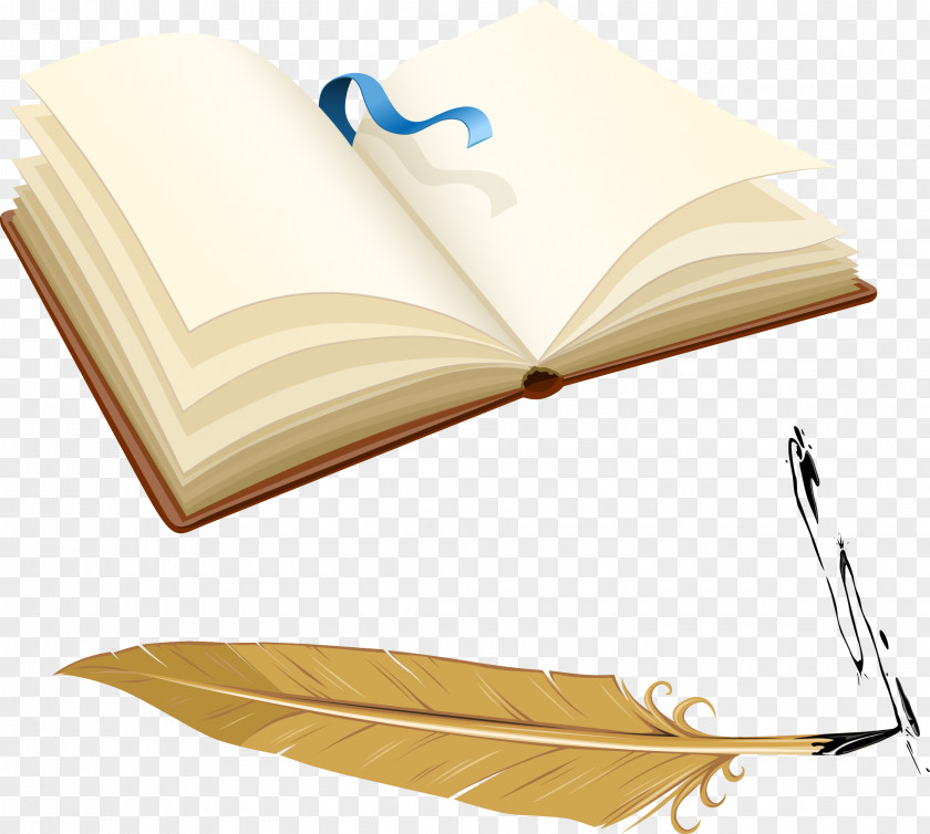 Feather Quill Ink Paper Book PNG