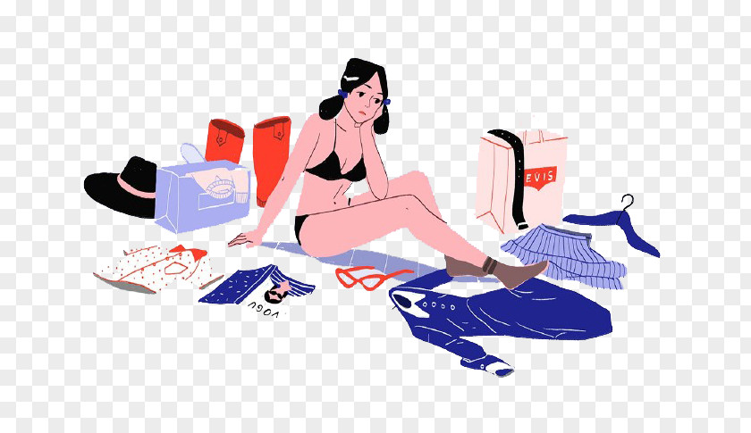 Woman Wearing Swimsuit Cartoon Baranovskiy Illustrator Illustration PNG