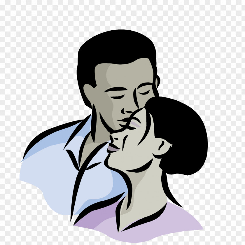 Man Kissing His Wife's Forehead Woman Kiss Clip Art PNG