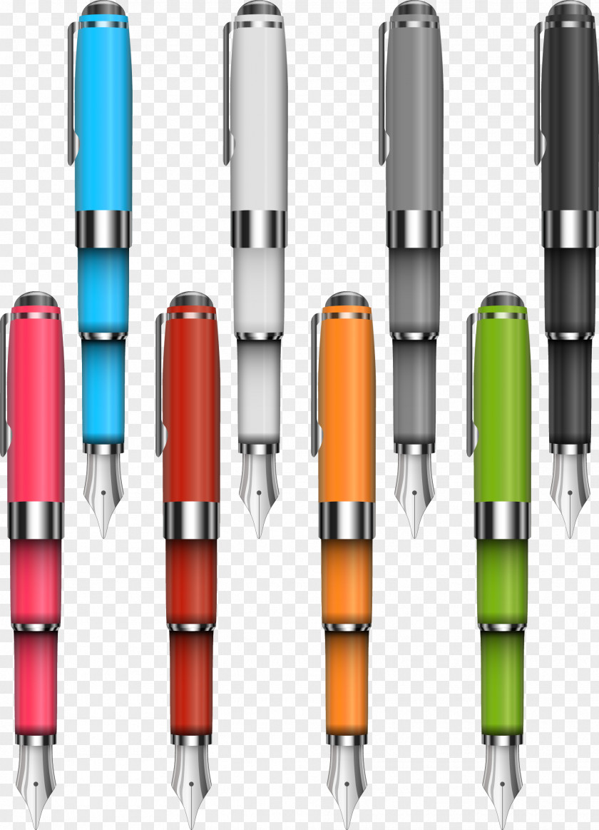 Vector Material Stationery Color Pen Education Ballpoint Fountain PNG