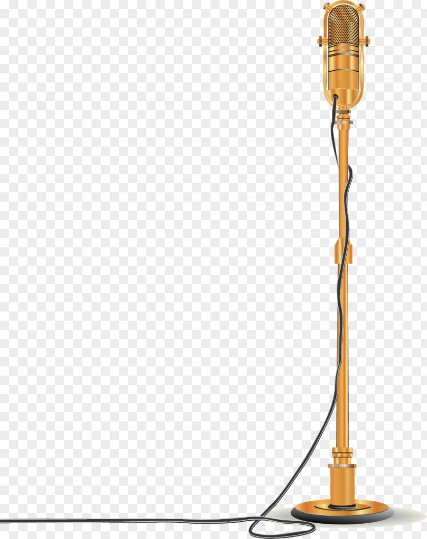 Vector Painted Golden Microphone Stock Illustration PNG