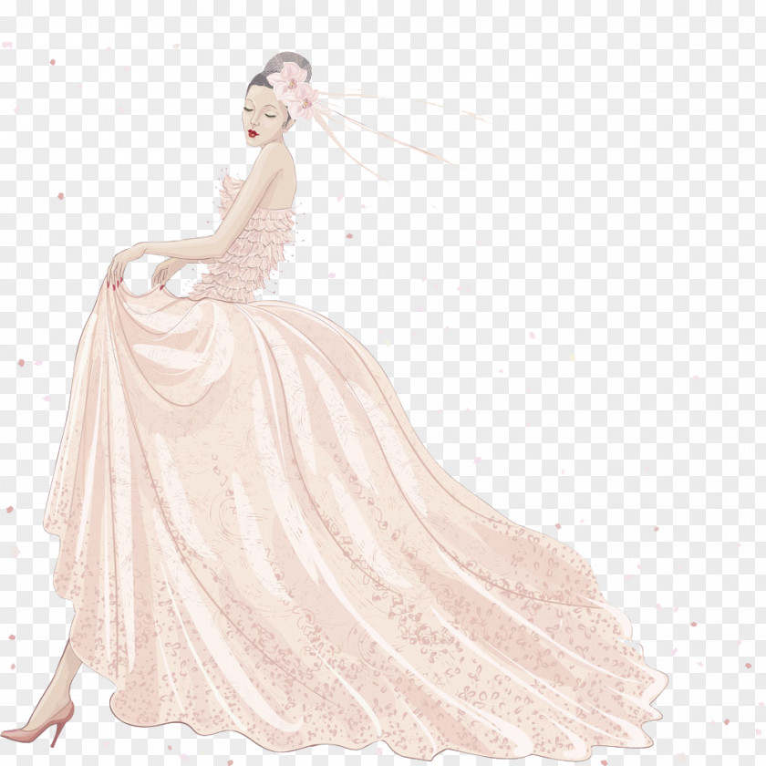 Cartoon Wedding Dress Invitation PNG