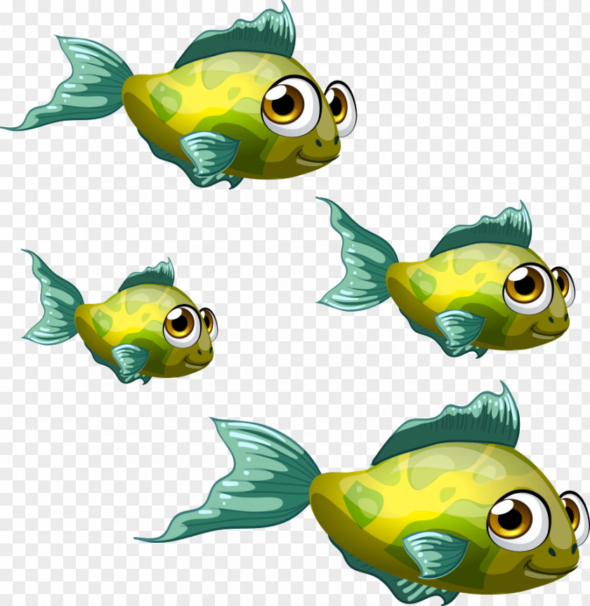 Vector Green Fish Pattern PNG