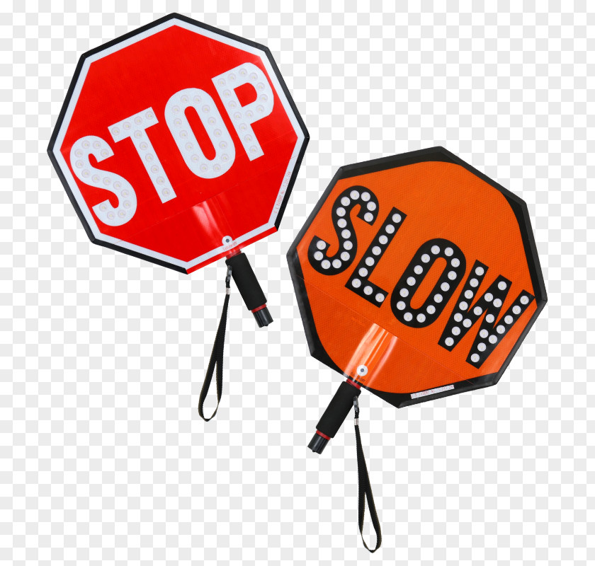 Illuminated Stop Sign Crossing Signage Light-emitting Diode LED Display Stop/Slow Paddle Signs Guard PNG
