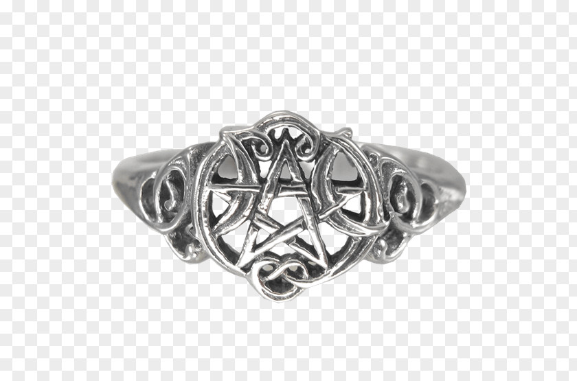 Ring Silver Pentacle Wicca Pentagram PNG